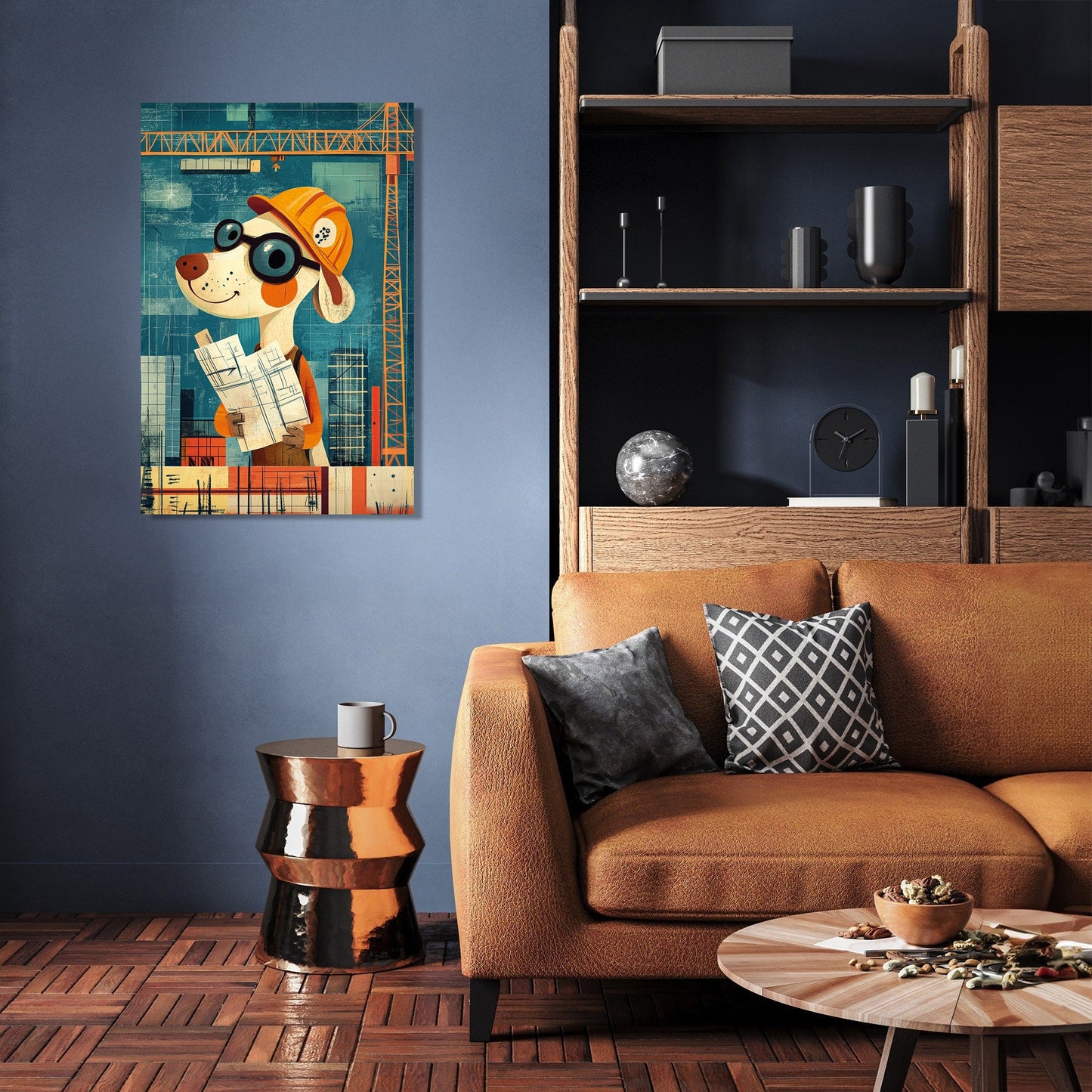 Worker Dog Construction Canvas