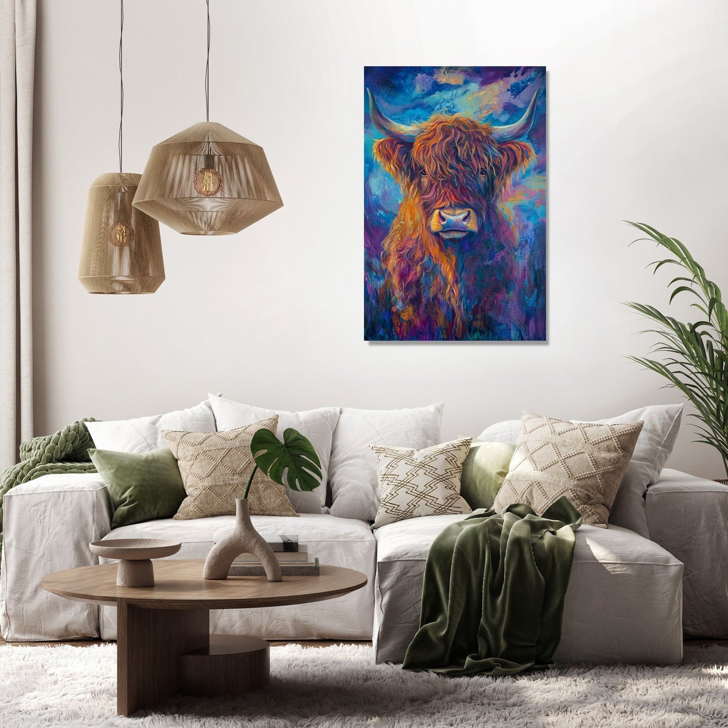 Twilight Highland Cow Canvas