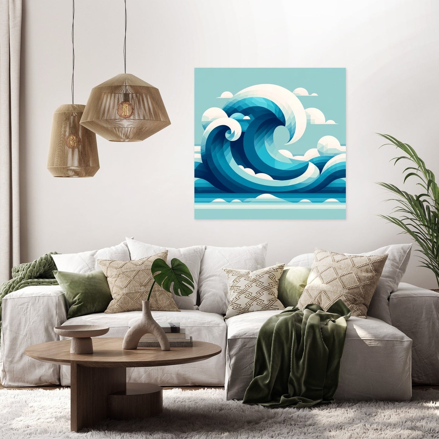 Ocean Wave Geometry Canvas