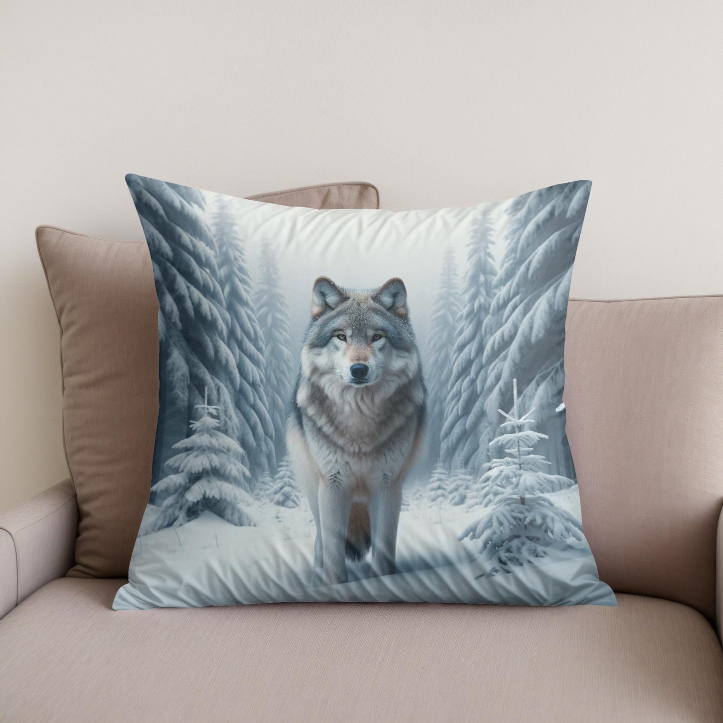 Winter's Sentinel Cotton Cushion