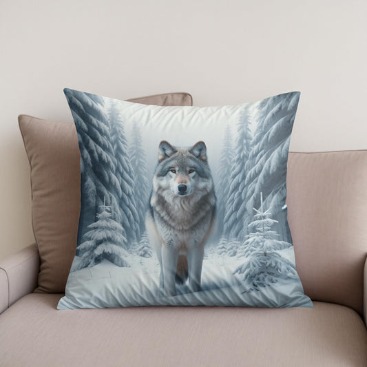 Winter's Sentinel Cotton Cushion