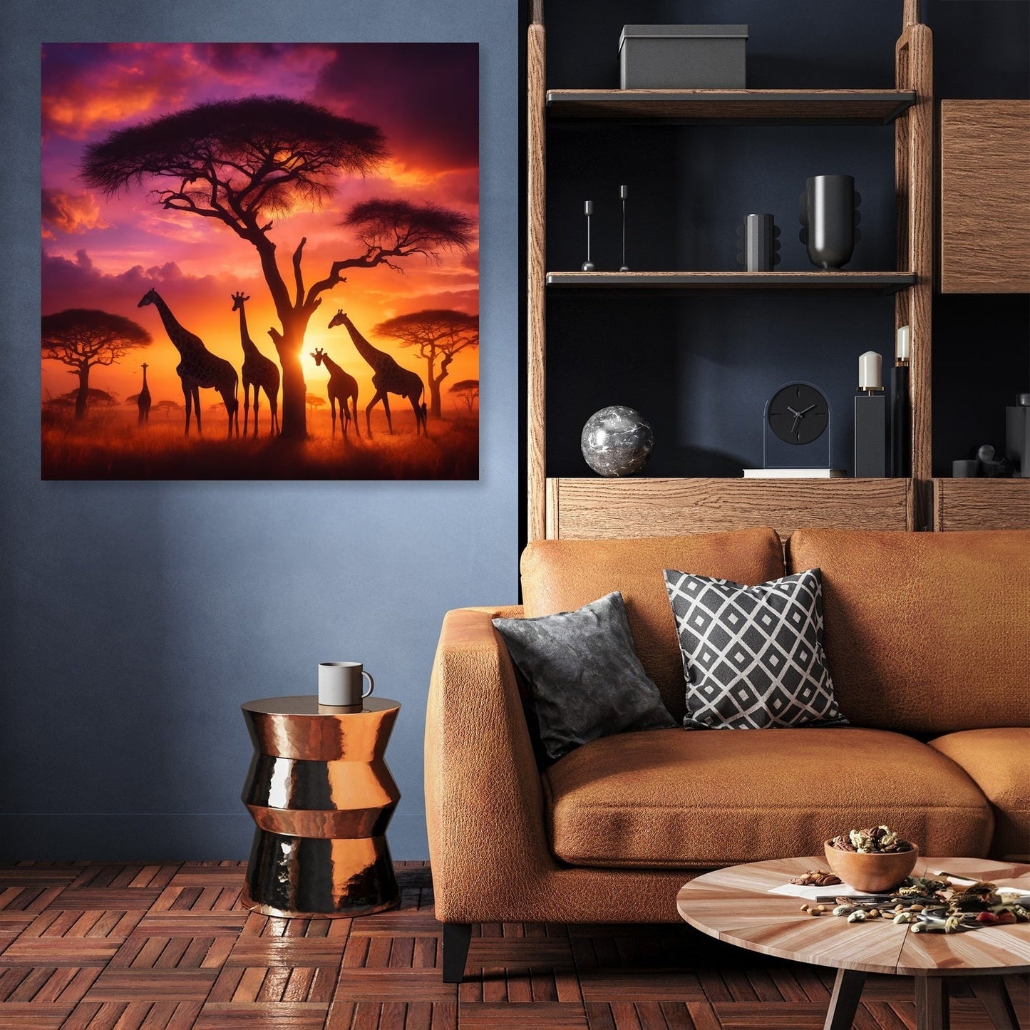Sunset Giraffes Canvas
