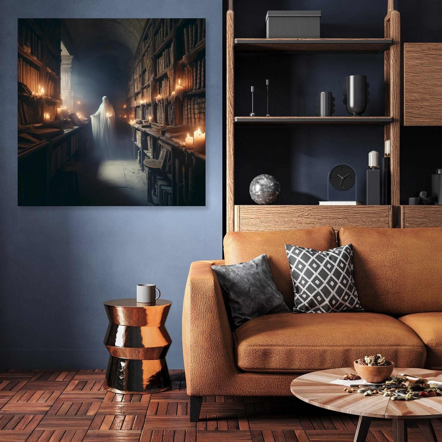 Ghostly Scholar's Library Canvas