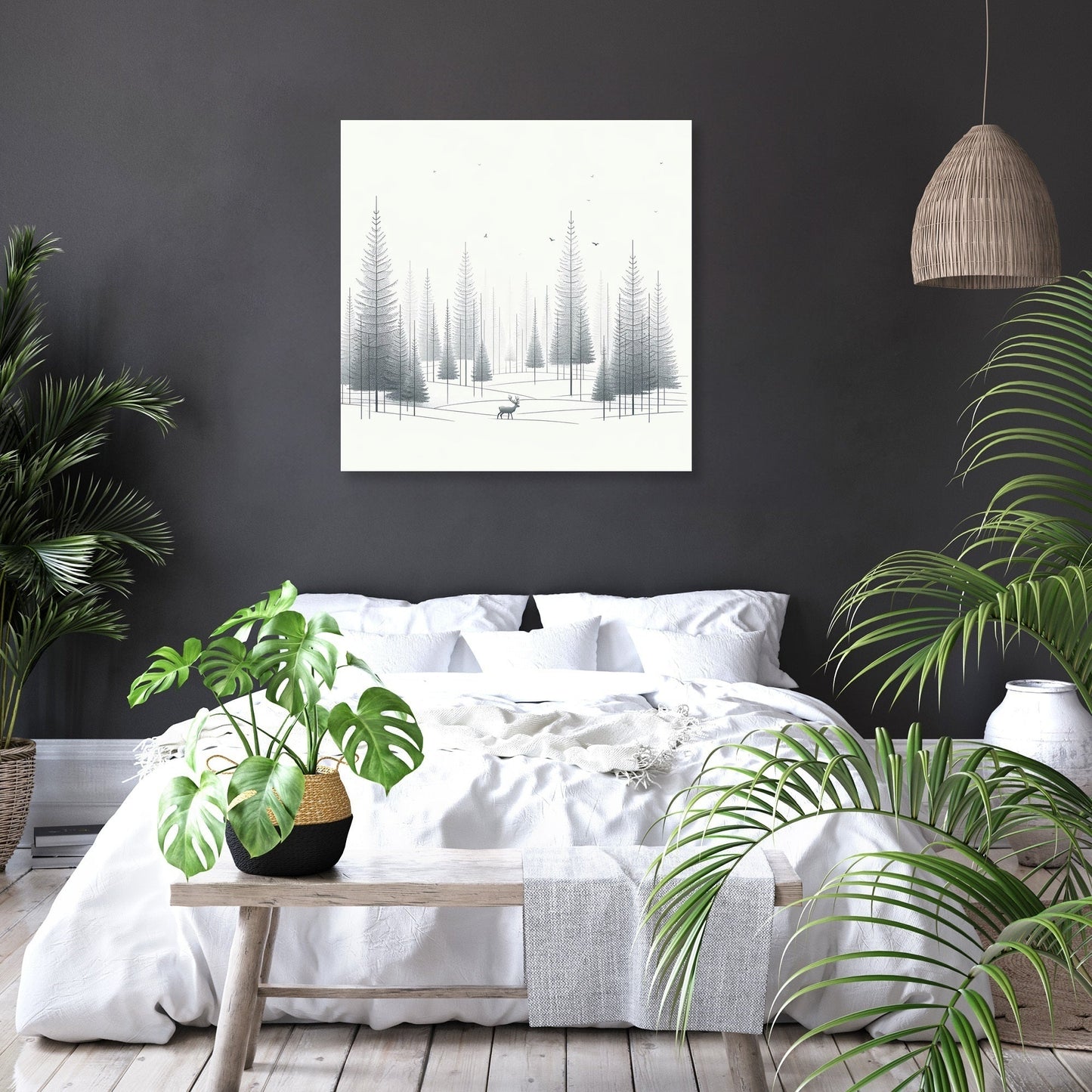 Winter Solitude in Monochromatic Canvas