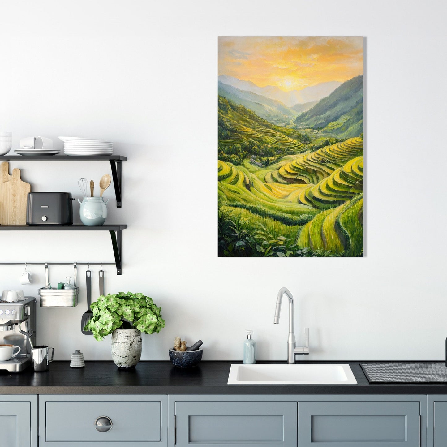 Verdant Rice Fields Canvas