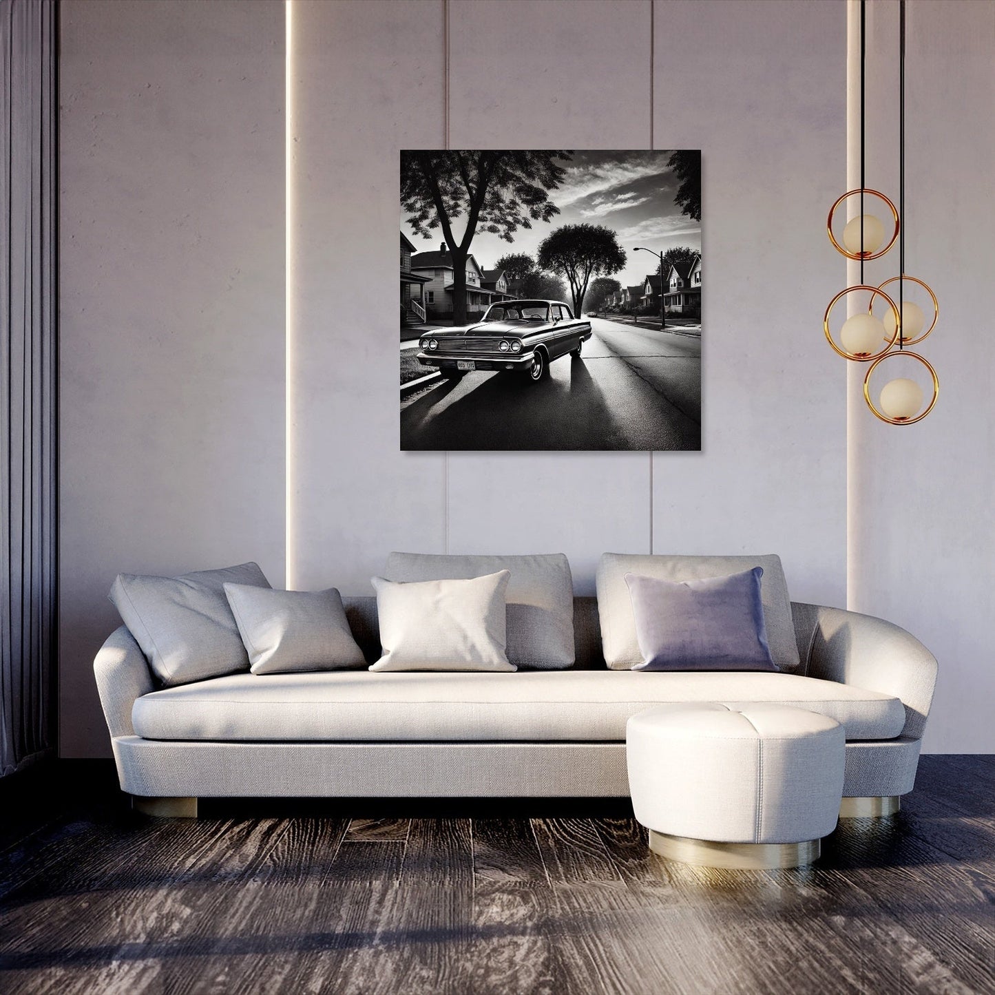 Nostalgic Suburban Drive Canvas