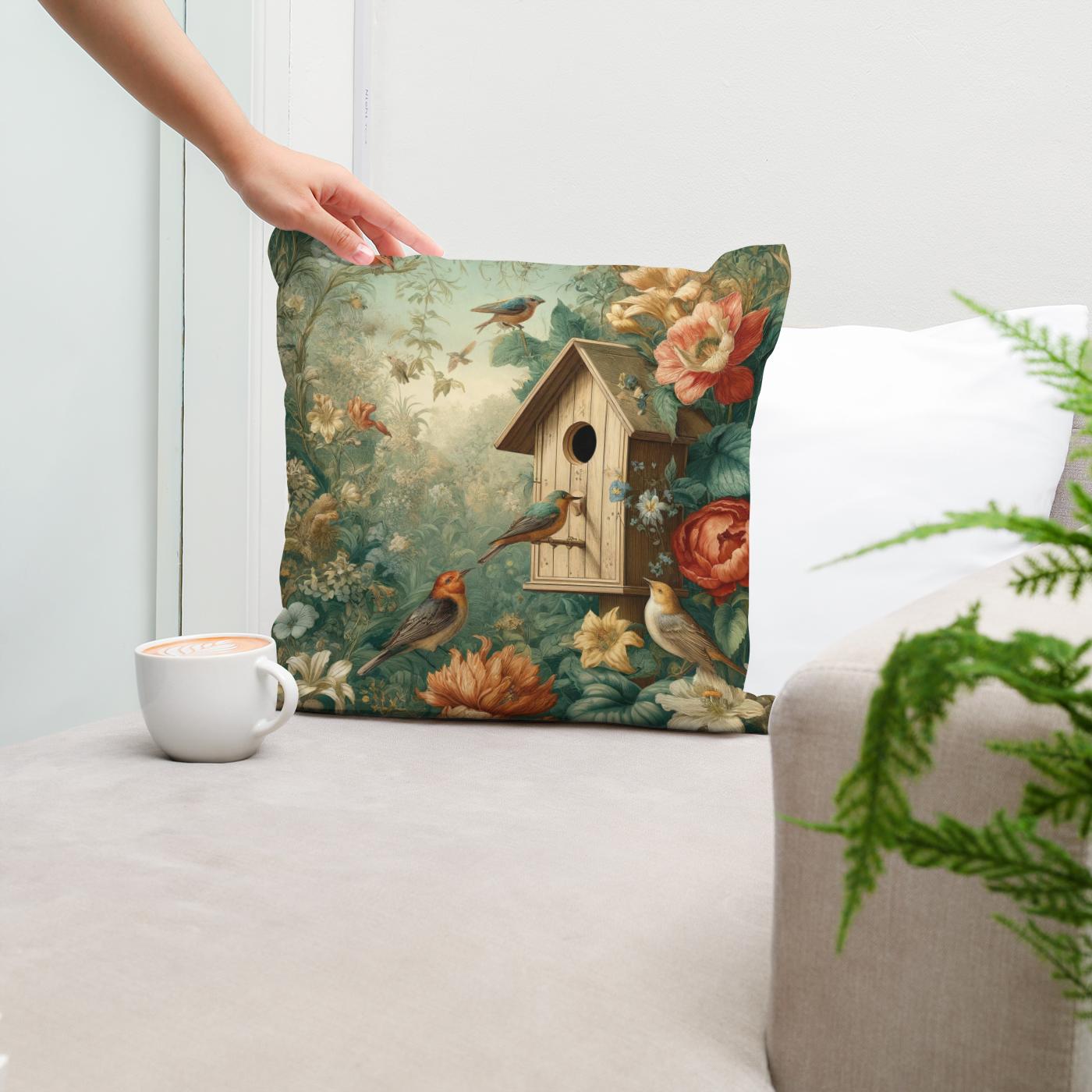 Springtime Nest Haven Cotton Cushion