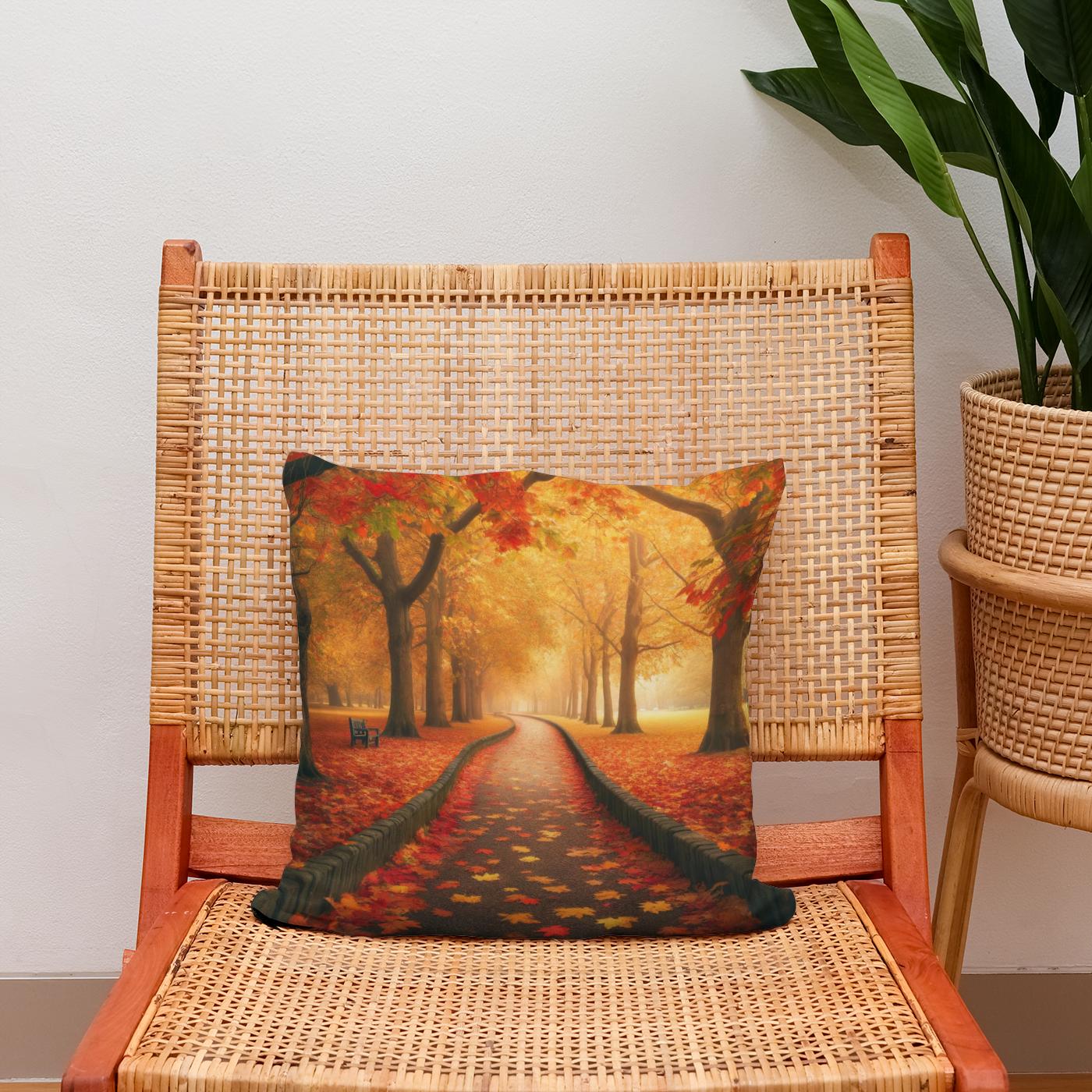 Autumn Pathway Serenity Cotton Cushion