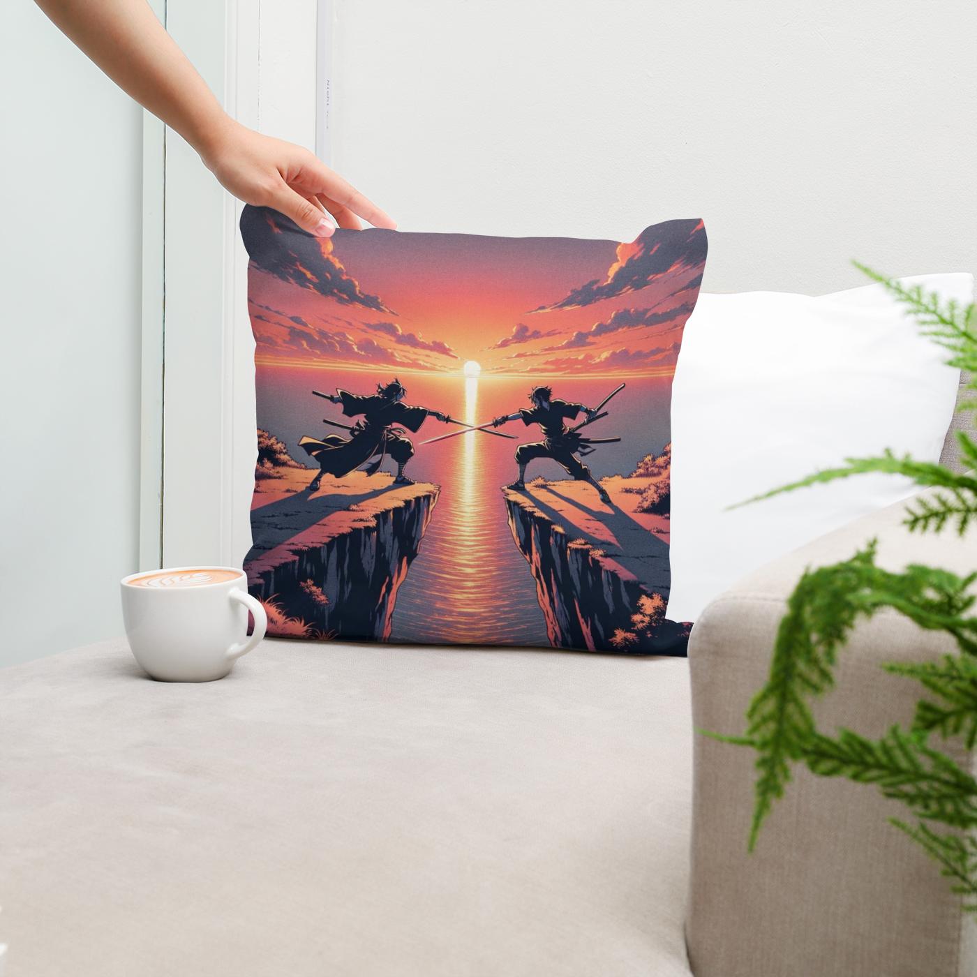 Sunset Sword Duel Cotton Cushion