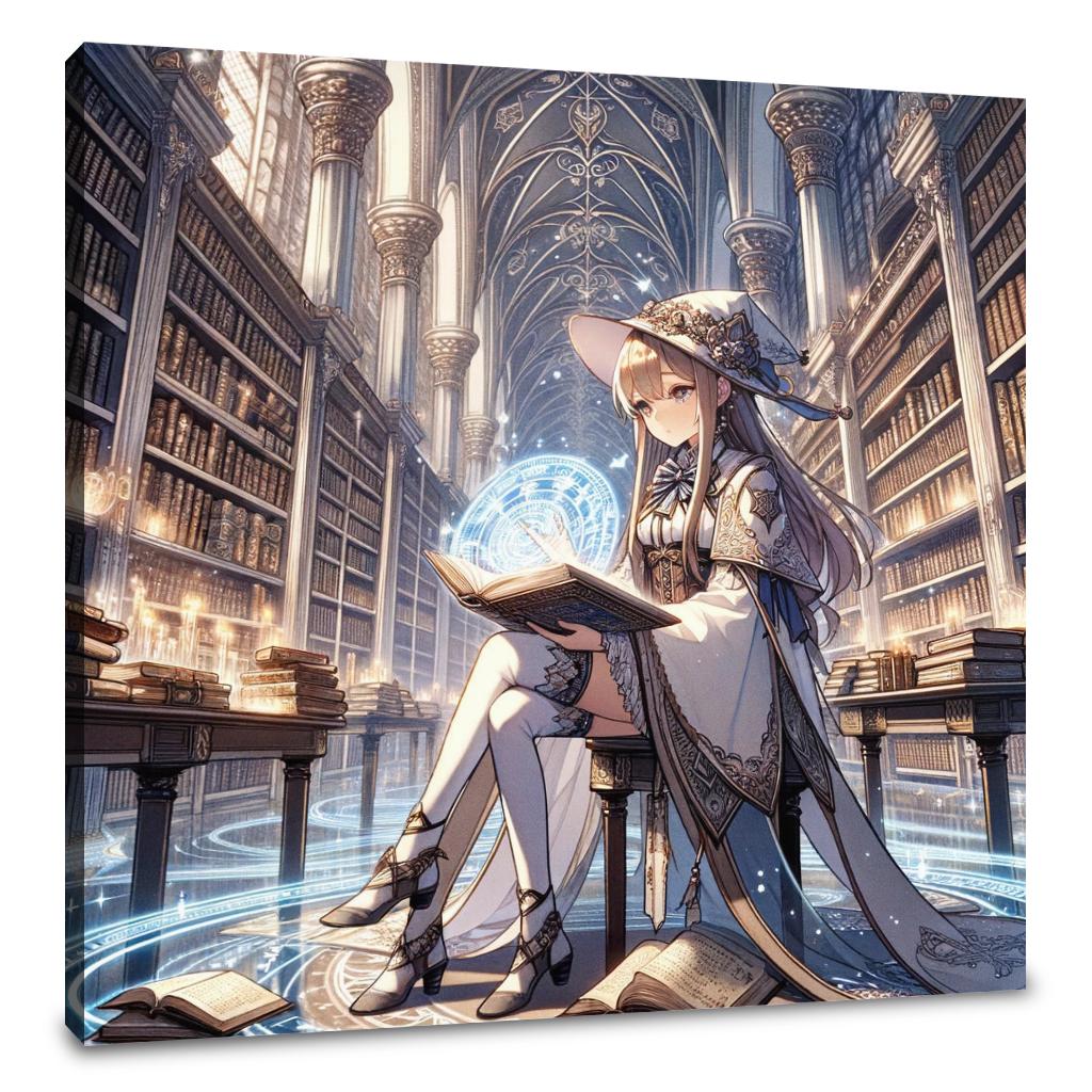 Mystical Library Guardian Canvas