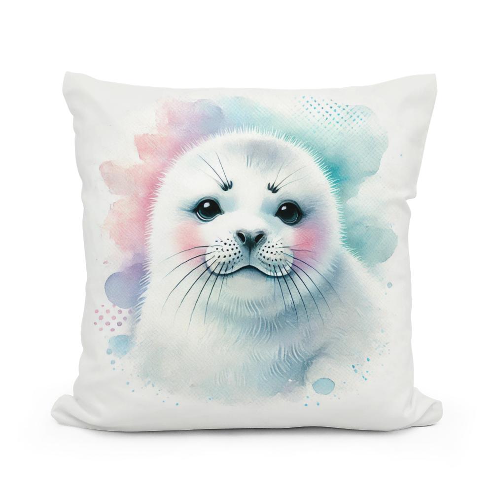 Smiling Harp Seal Cotton Cushion