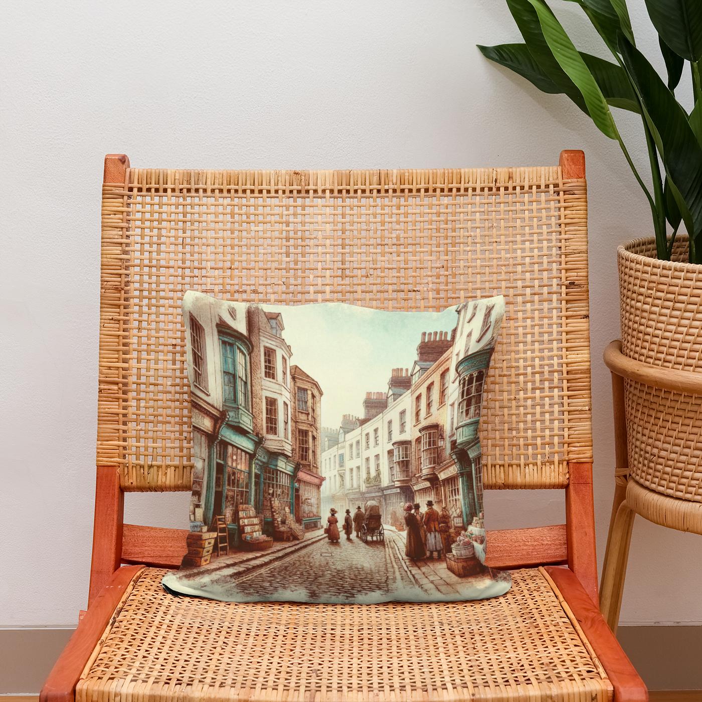 Vintage Lanes of Brighton Cotton Cushion