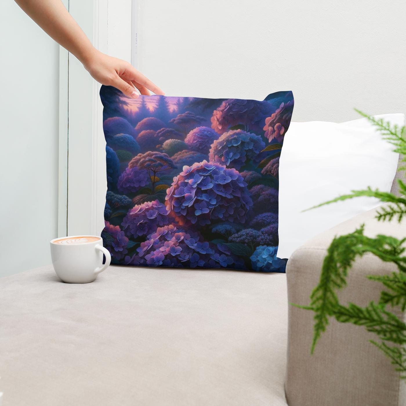 Twilight Hydrangea Harmony Cotton Cushion