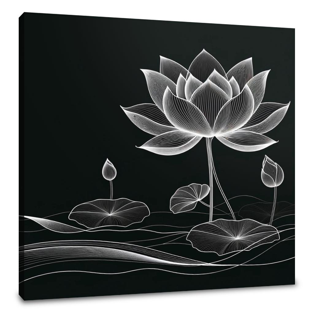 Lotus Noir Elegance Canvas