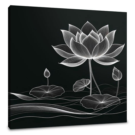 Lotus Noir Elegance Canvas