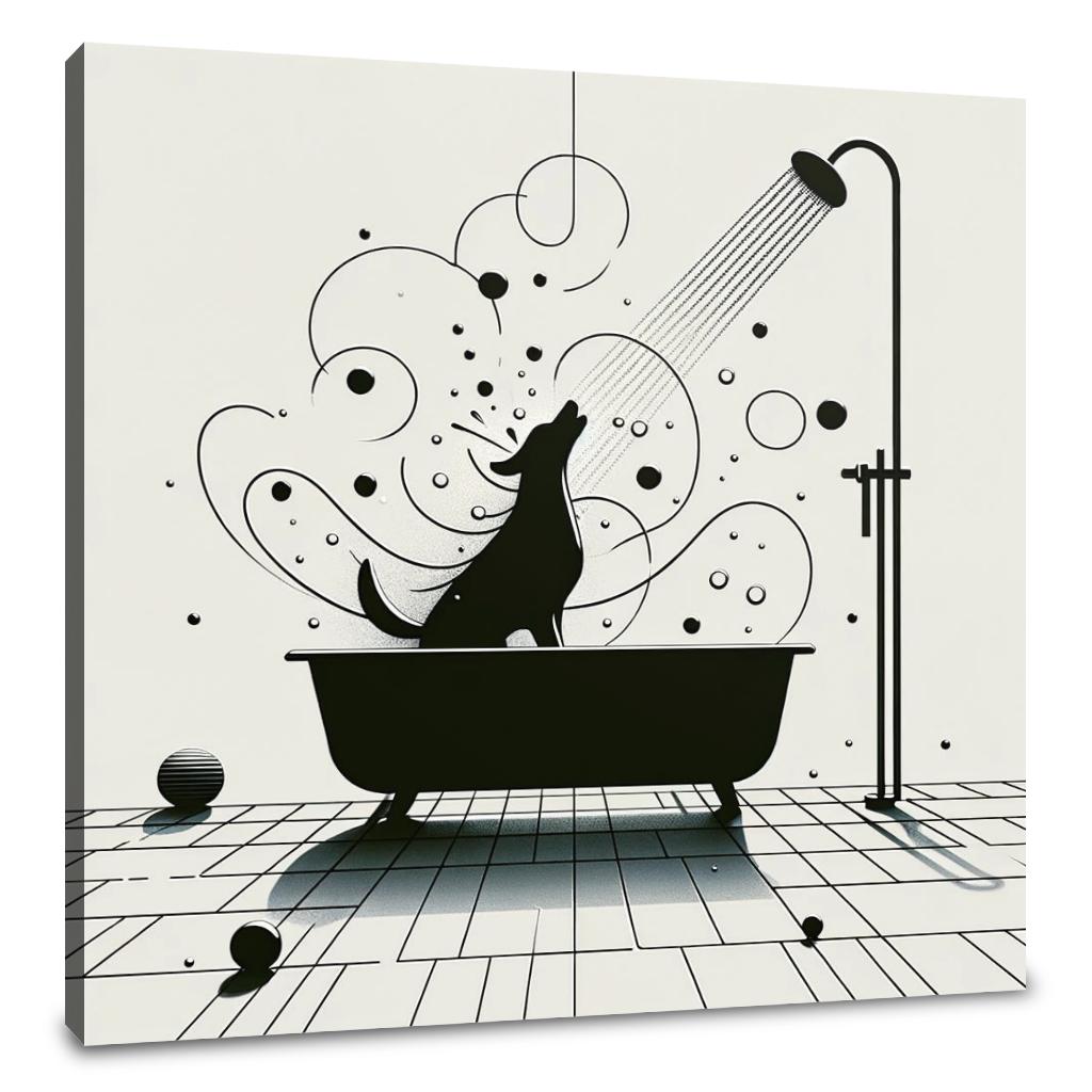 Minimalist Canine Bath Time Canvas