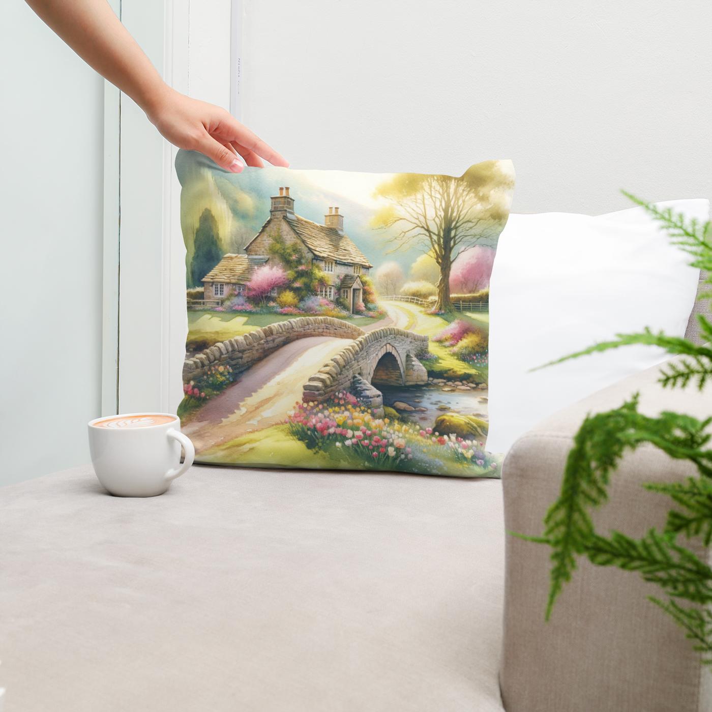 Springtime Stonebridge Retreat Cotton Cushion
