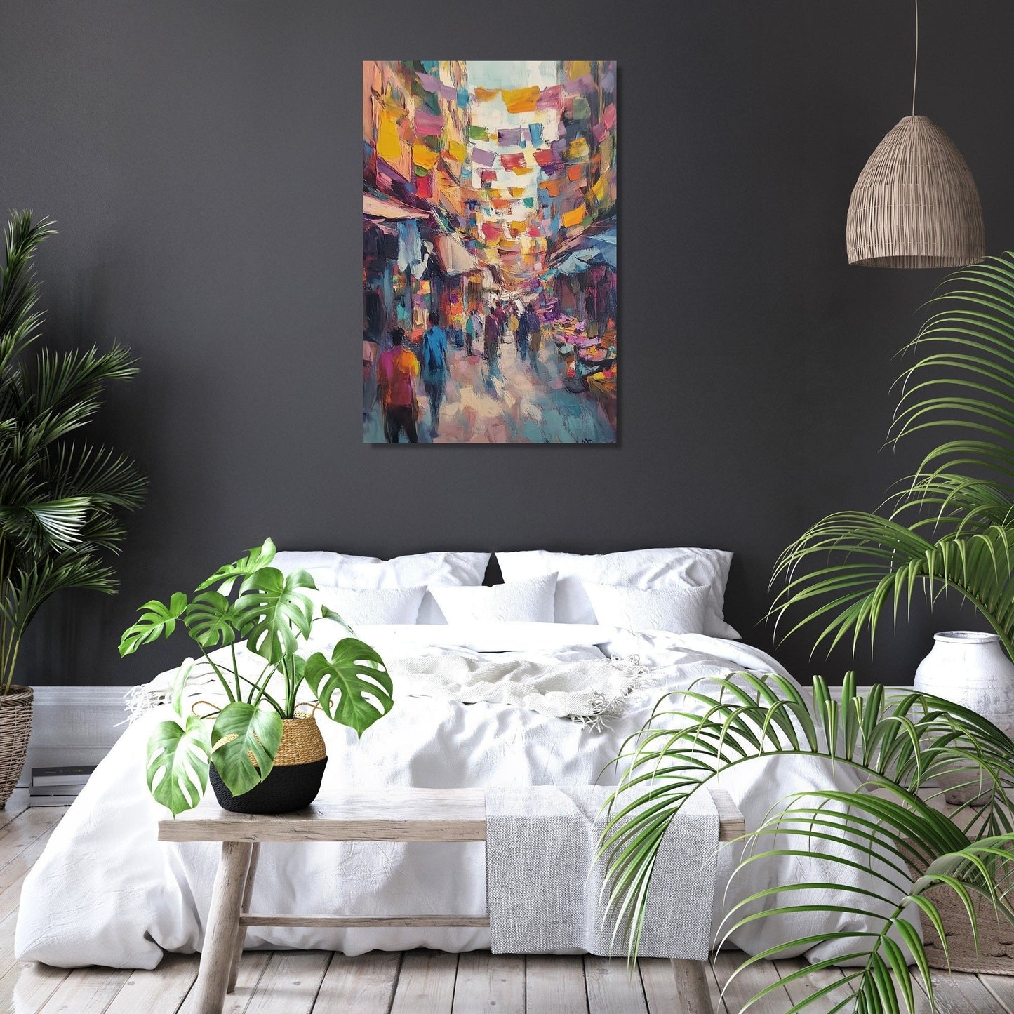Vibrant Marketplace Canvas