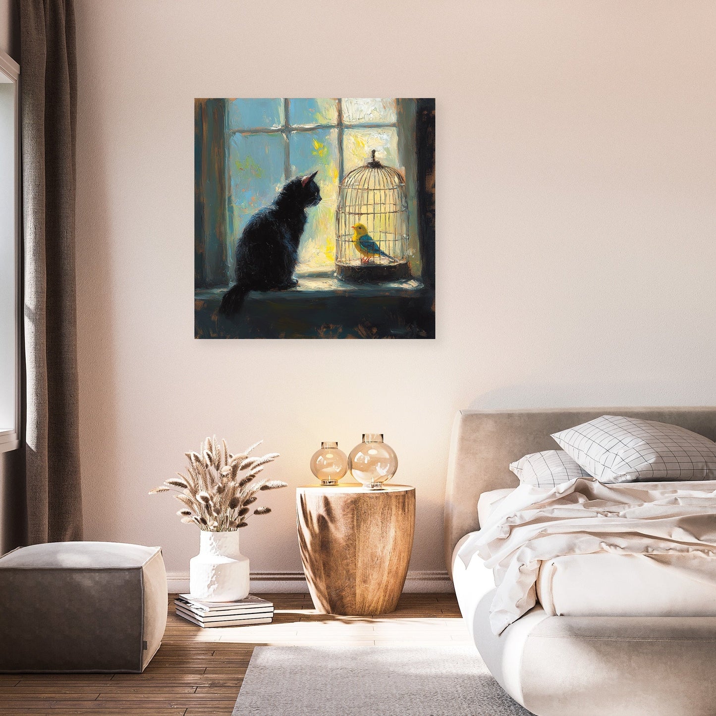 Cat and Canary Standoff Canvas