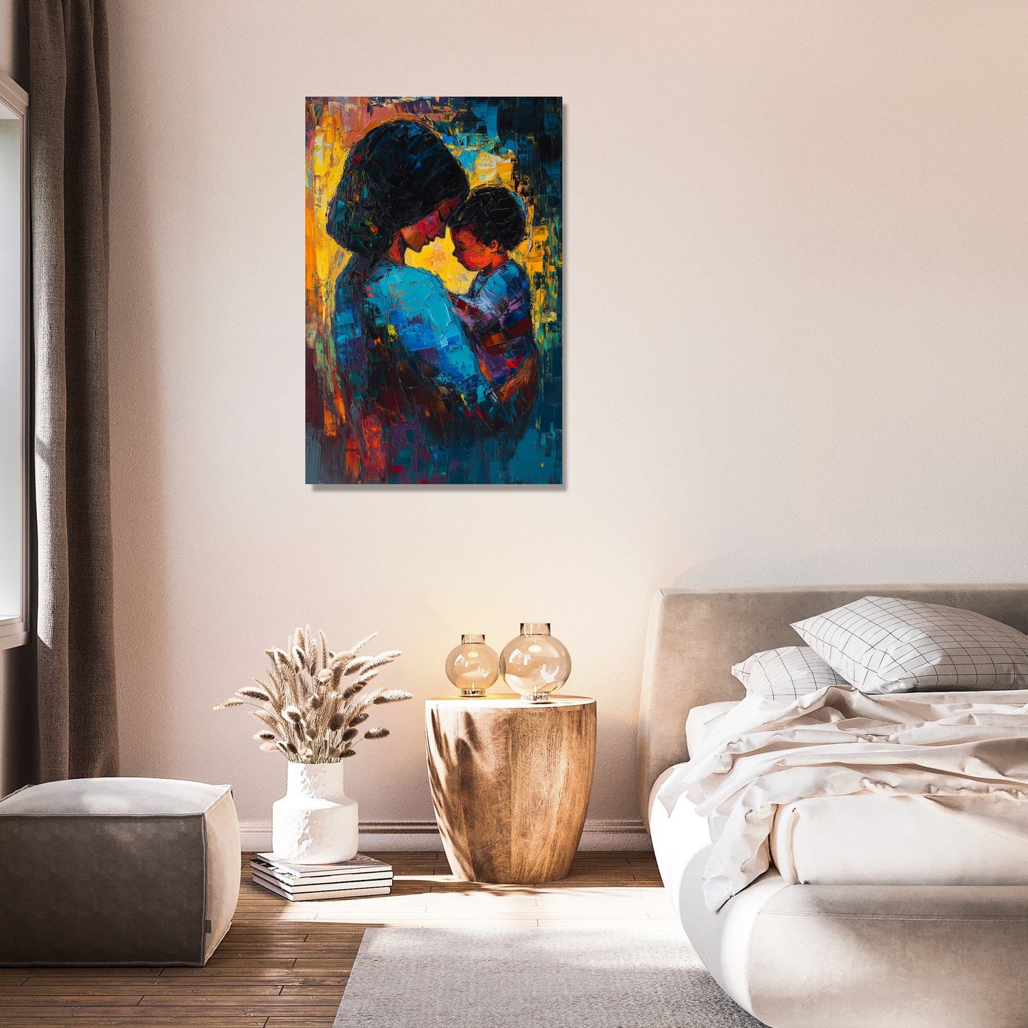 Mother and Child Vibrant Canvas