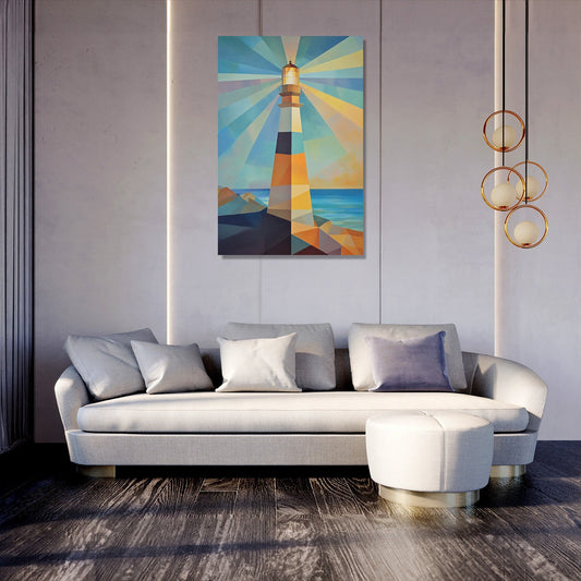 Geometric Lighthouse Canvas
