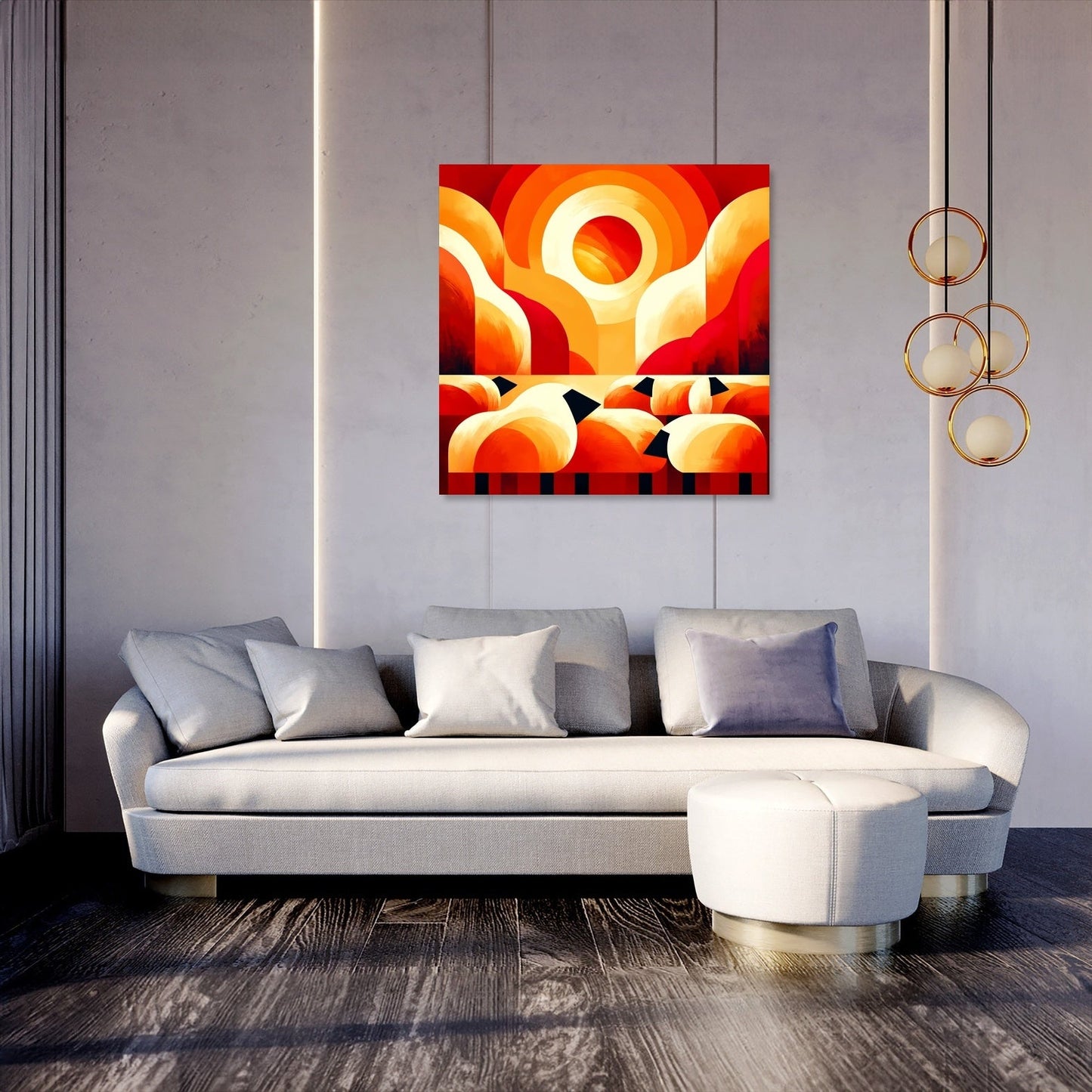 Sunset Sheep Warmth Canvas