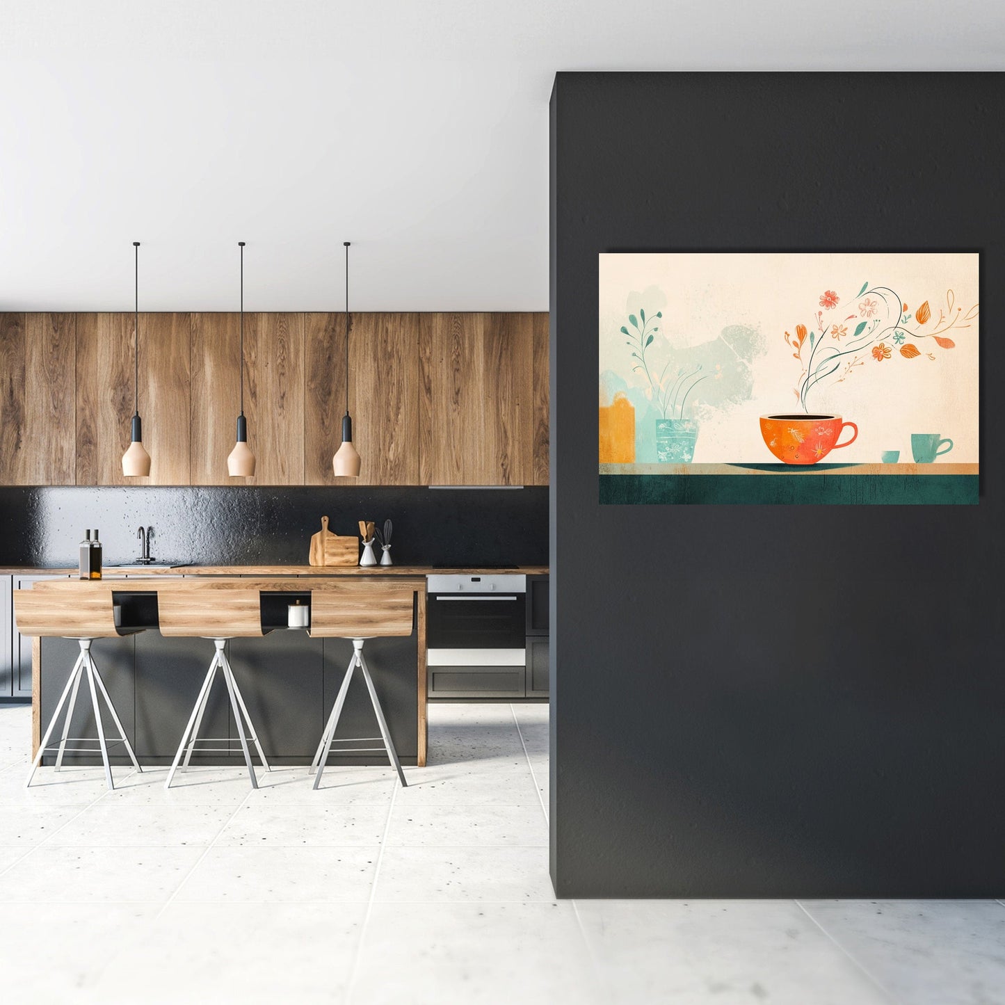 Floral Coffee Swirl Canvas