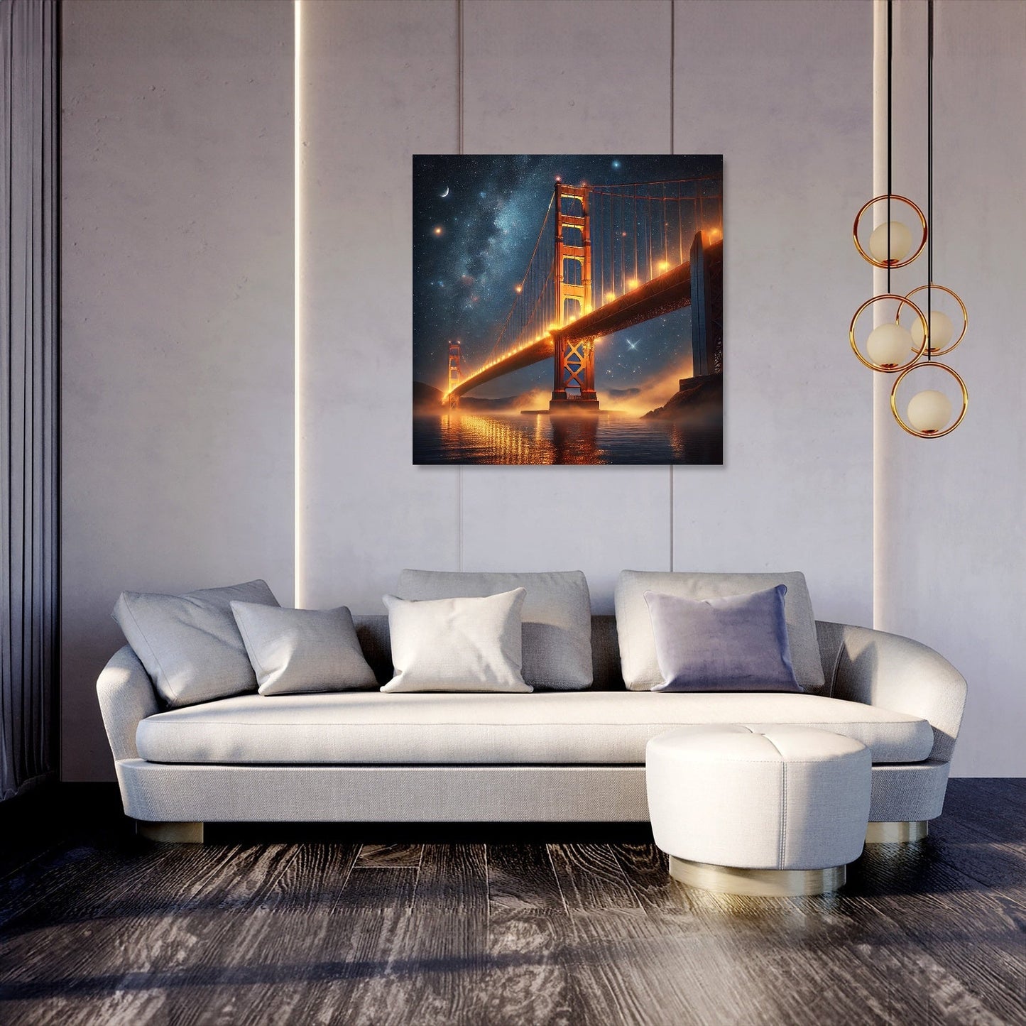 Golden Gate Starry Night Canvas