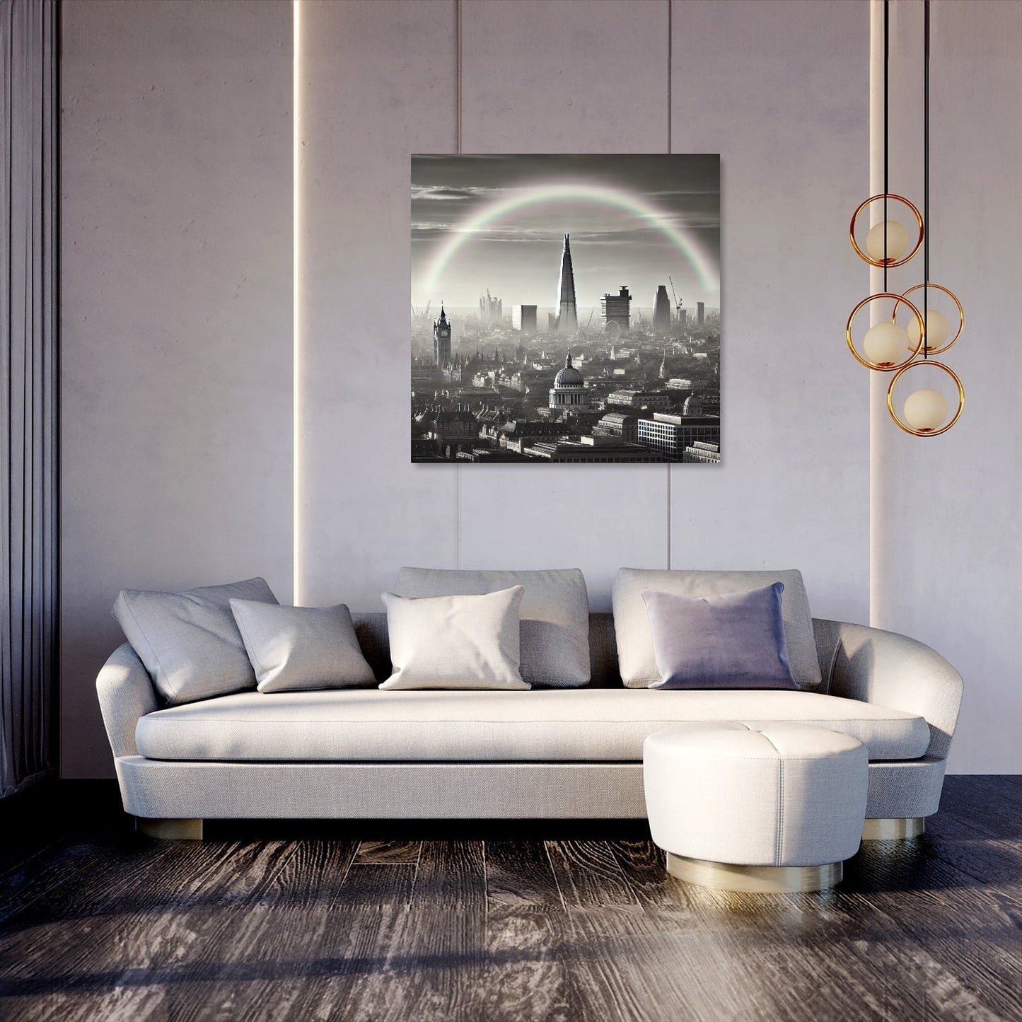 London Rainbow Skyline Canvas
