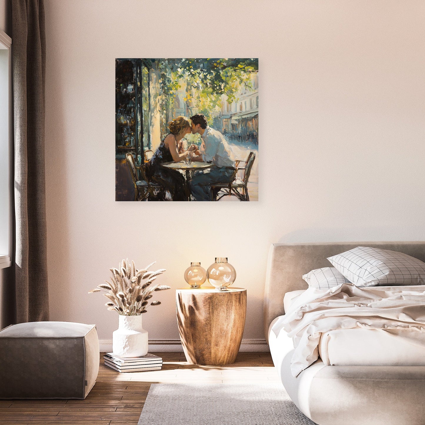 Lovers' Kiss Café Canvas
