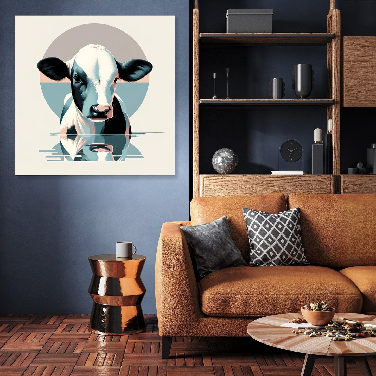 Pastel Modernist Cow Canvas