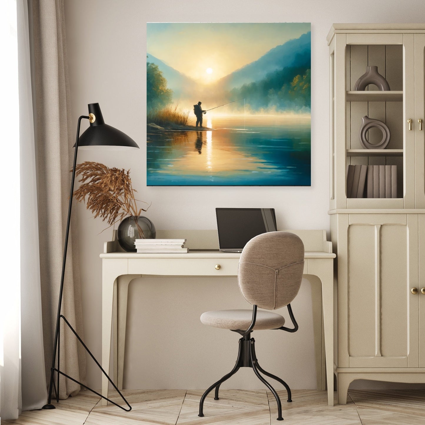 Tranquil Dawn Fishing Canvas