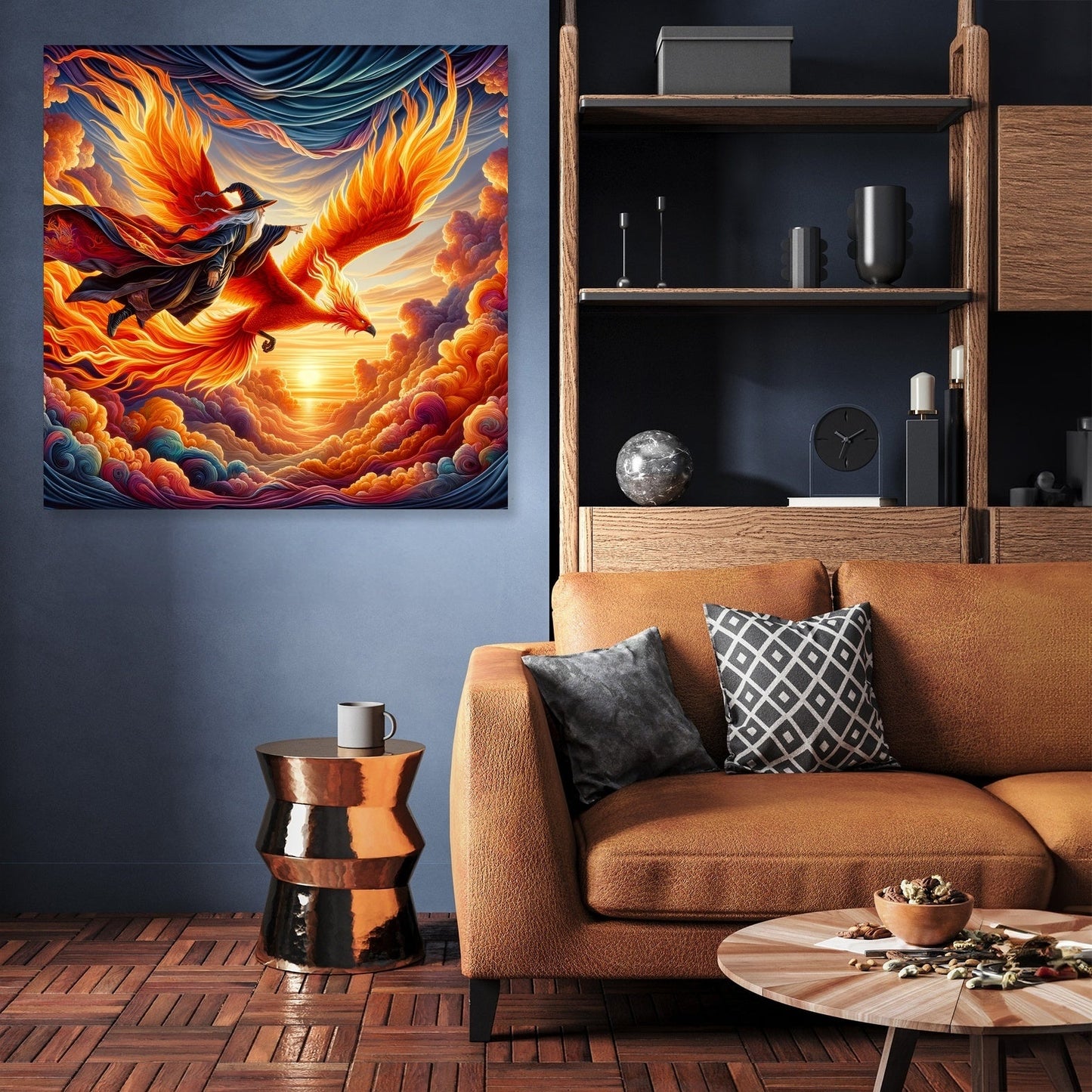 Sunset Soar Phoenix and Wizard Canvas