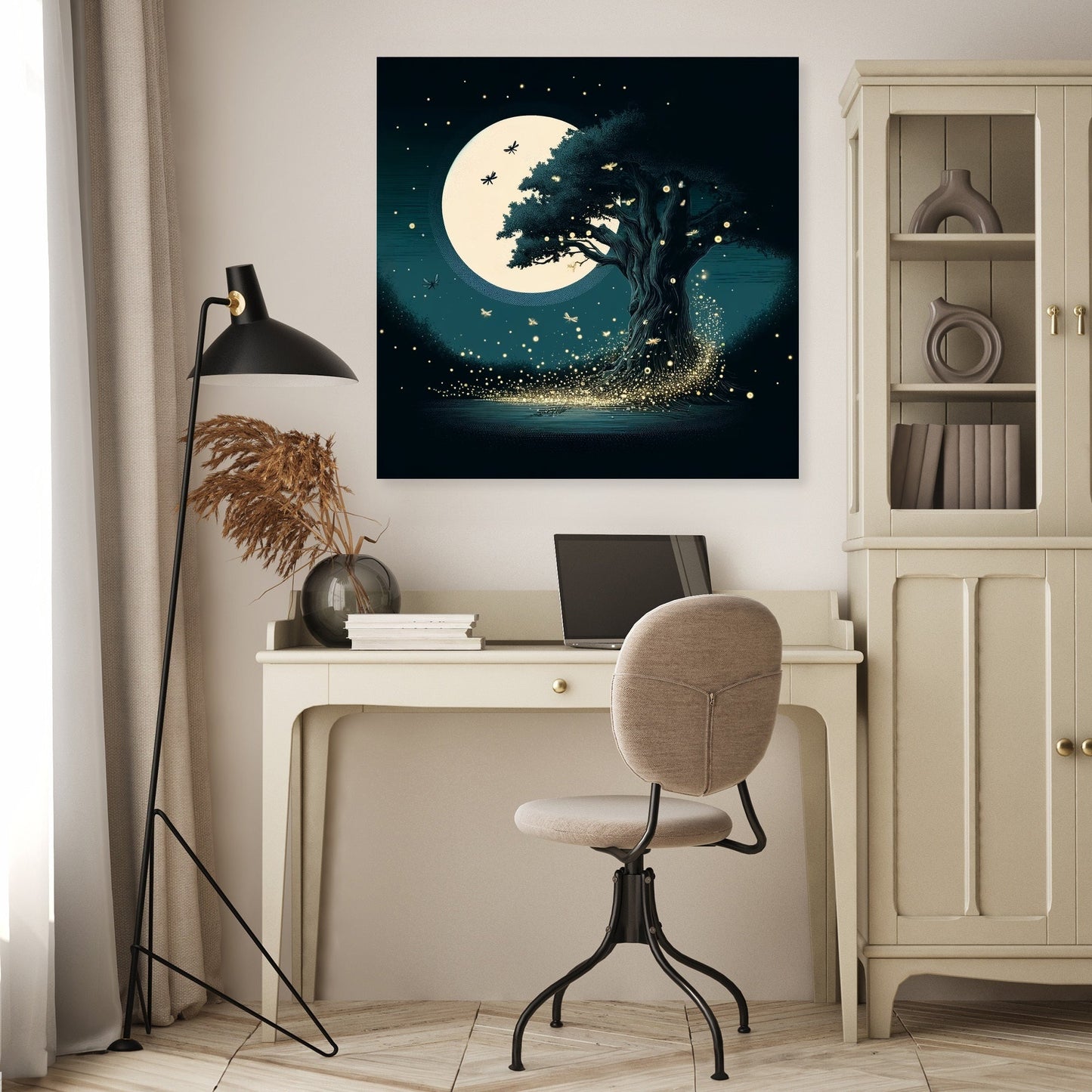 Moonlit Dance of the Fireflies Canvas