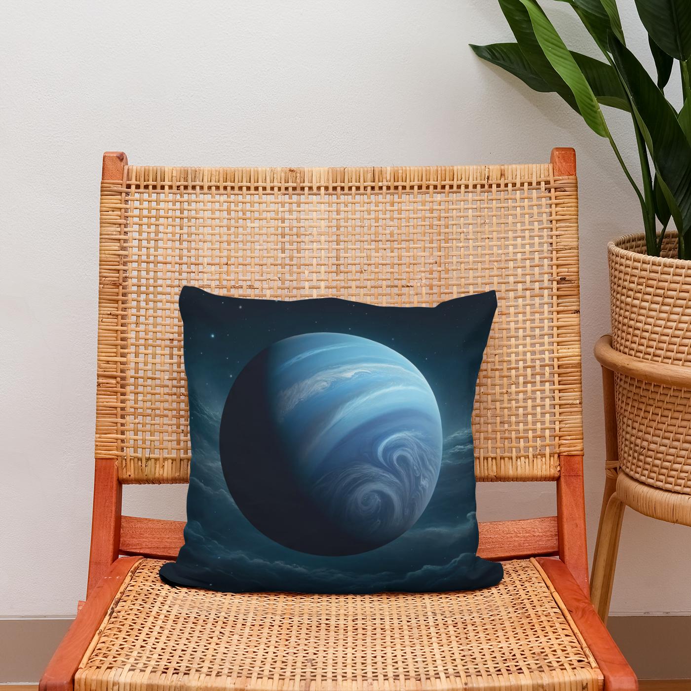 Neptune's Cosmic Majesty Cotton Cushion