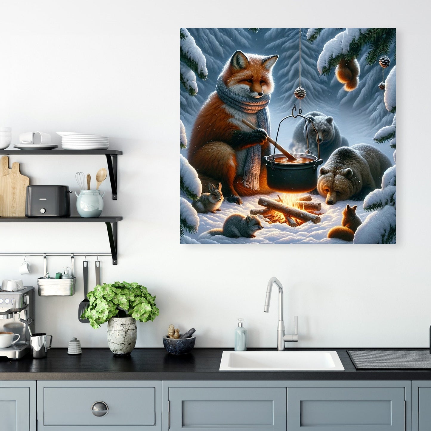 Solitary Winter Fox Canvas