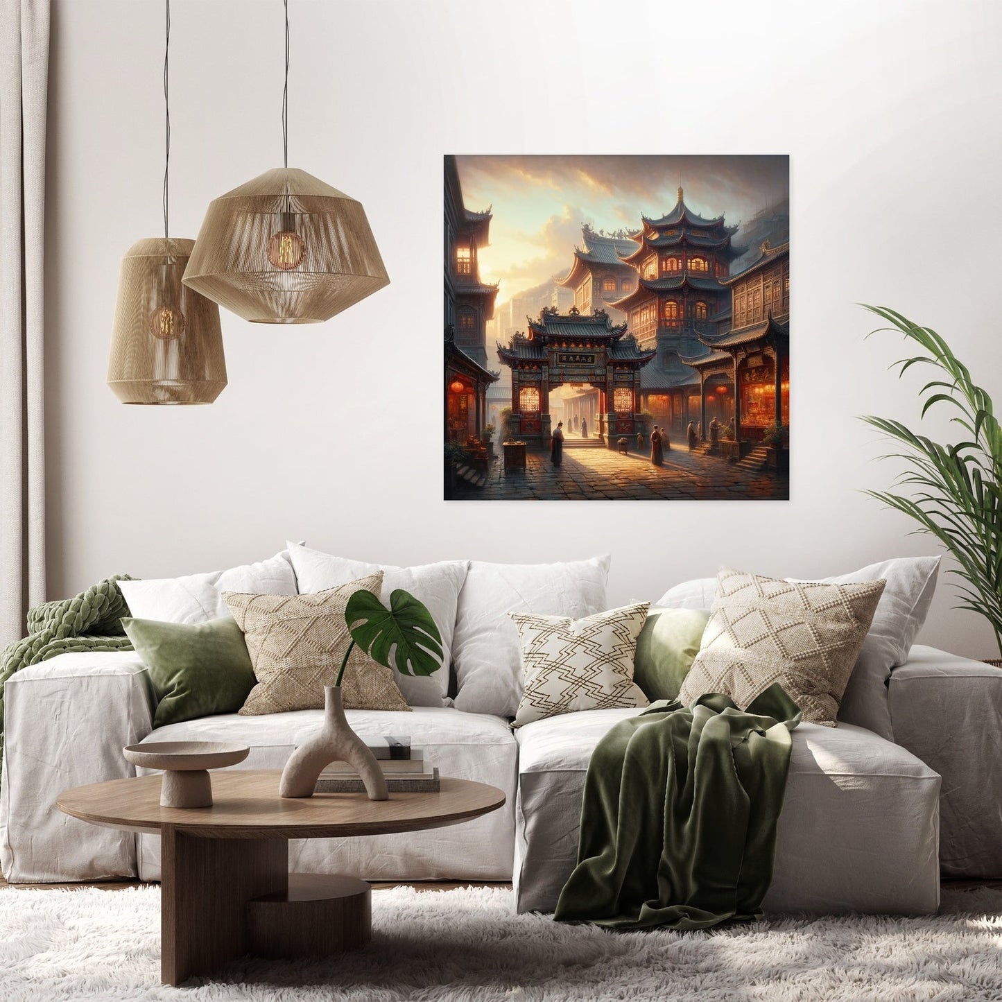 Dawn at Man Mo Temple Canvas