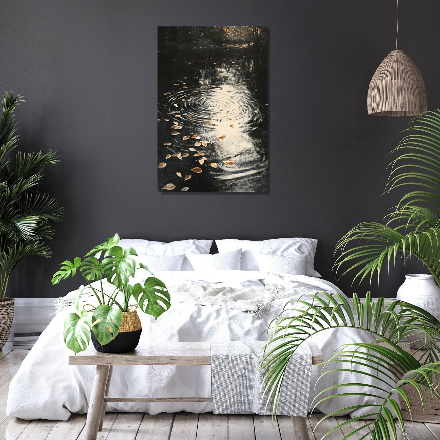 Dancing Leaves Stream Canvas