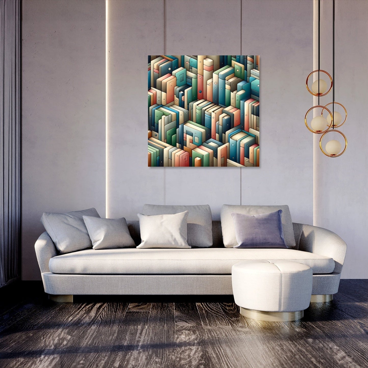 Abstract Bookshelf Canvas