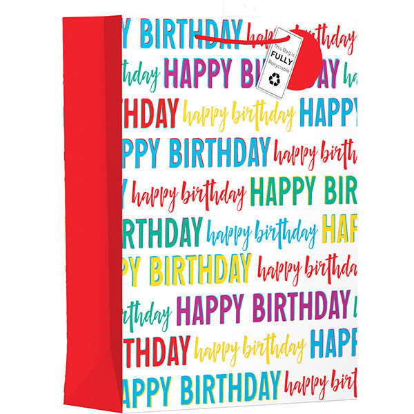 Extra Large Gift Bag with Happy Birthday Design (W330 x H460 x D140 mm)