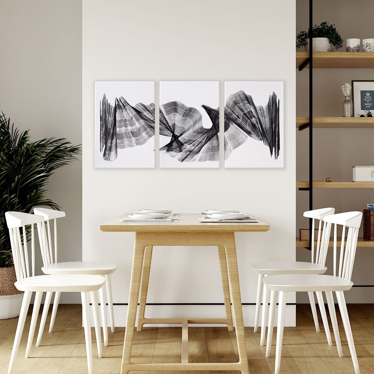 Abstract Art Painting Charcoal Flowing Forms Wall Art Prints | Set of 3