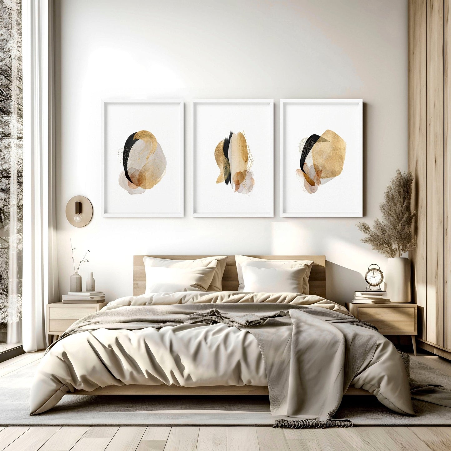 Art prints modern for bedroom | set of 3 wall art prints