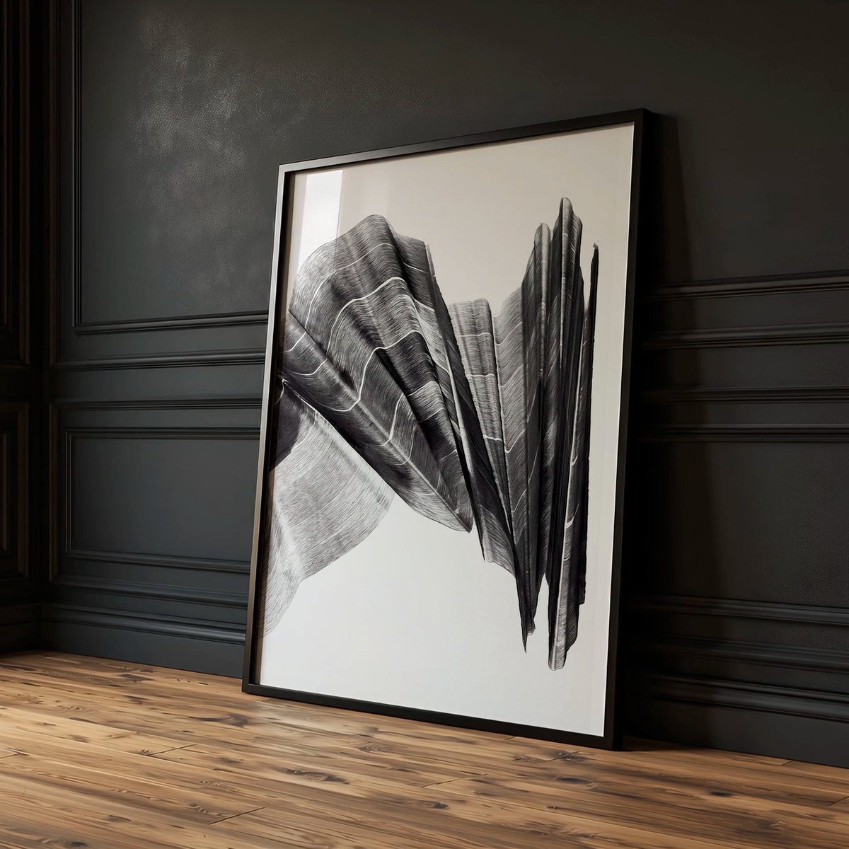 Abstract Painting Art Print Charcoal Flowing Textured Wave | Set of 3
