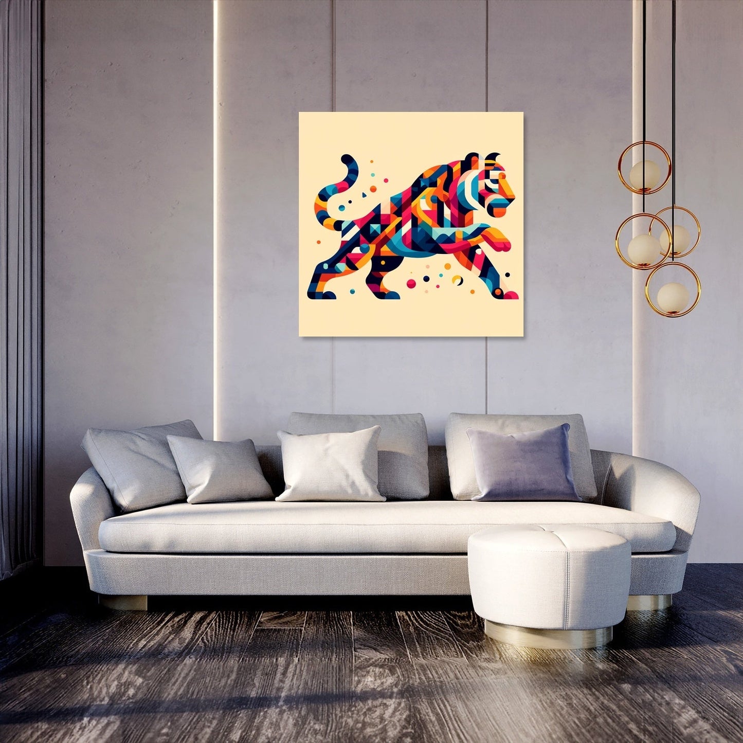 Vibrant Geometric Tiger Canvas