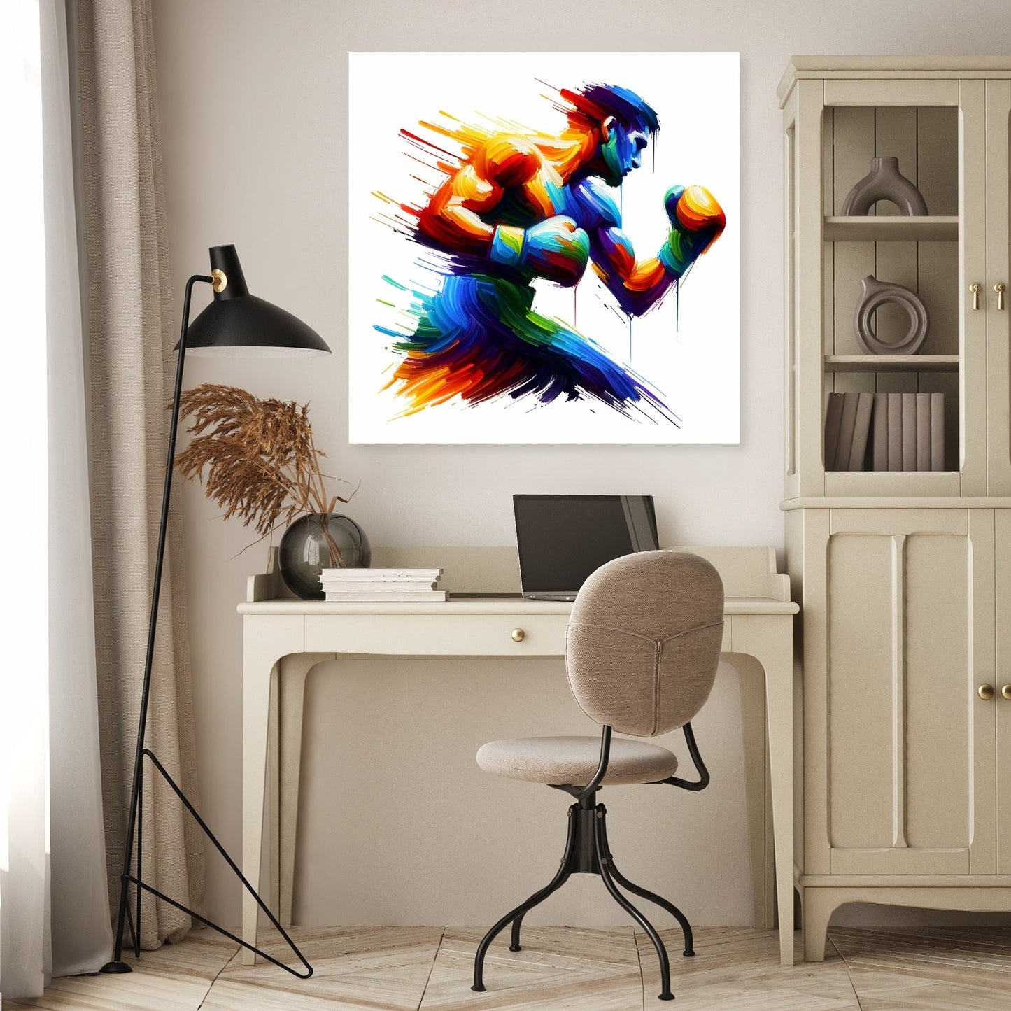 Pugilist's Colorful Impact Canvas