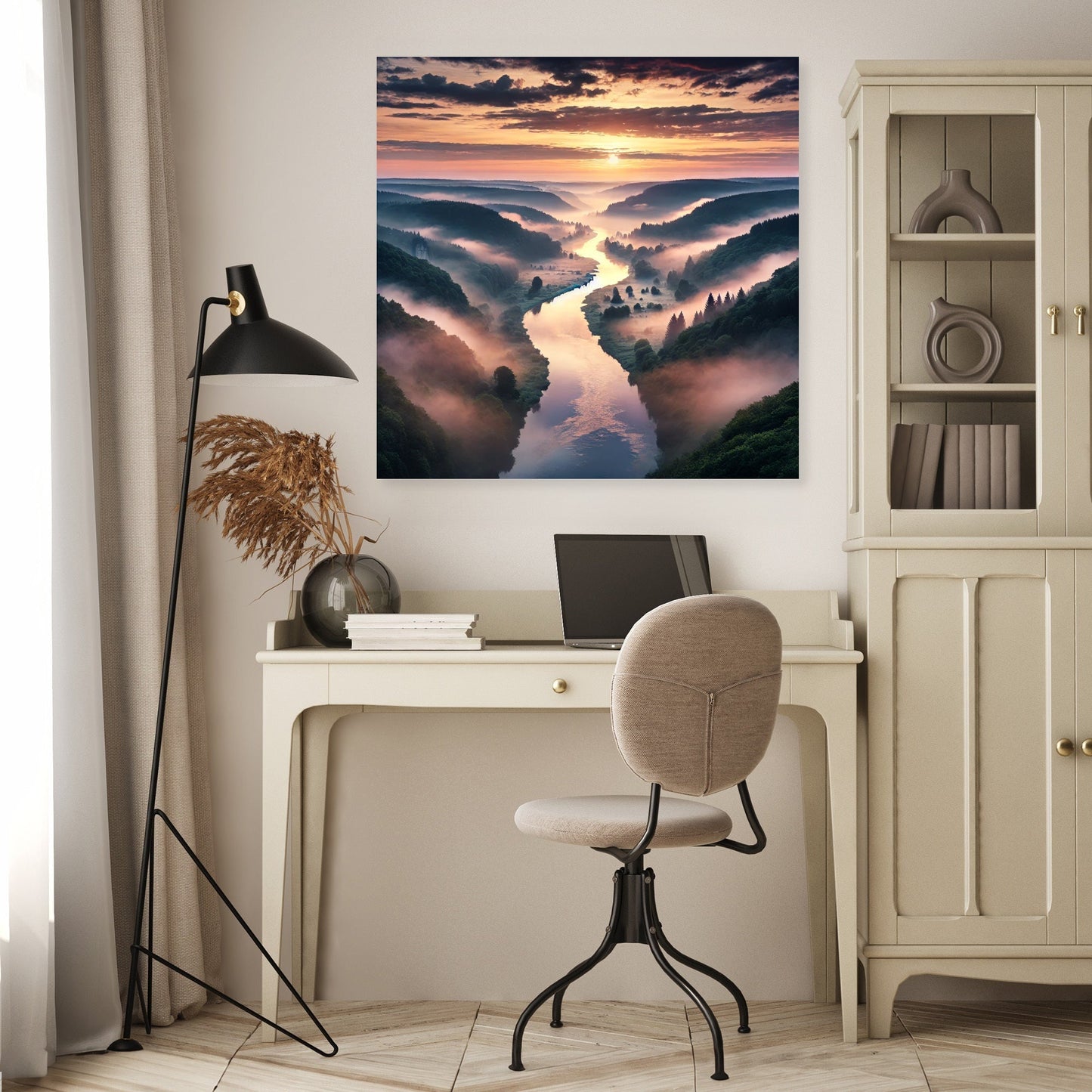 Misty Valley Sunrise Canvas