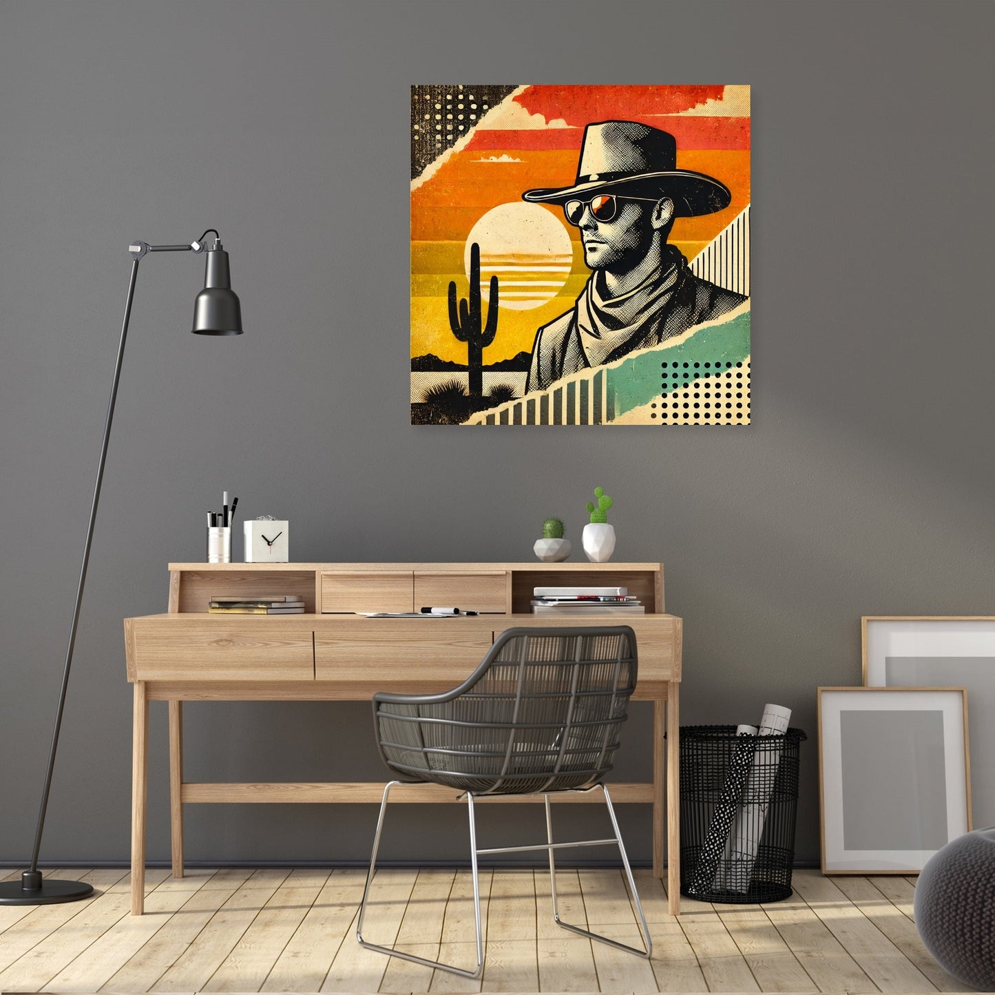 Desert Sunset Cowboy Canvas