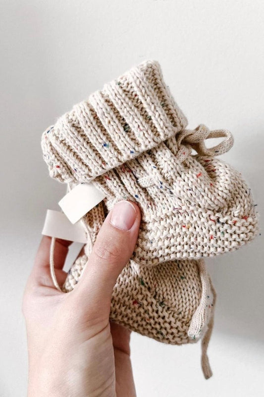 COZY Speckle Knit Booties 100% Cotton