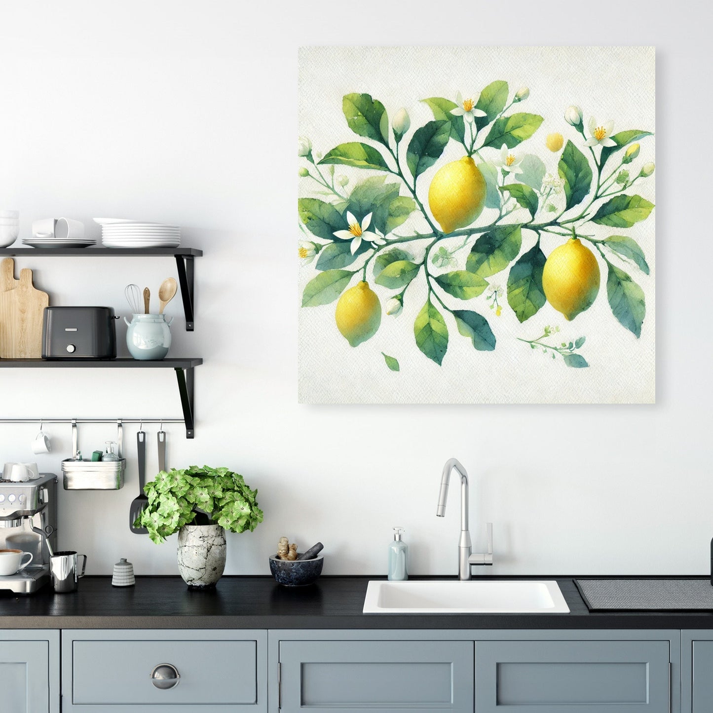 Lemon Blossom Watercolour Canvas