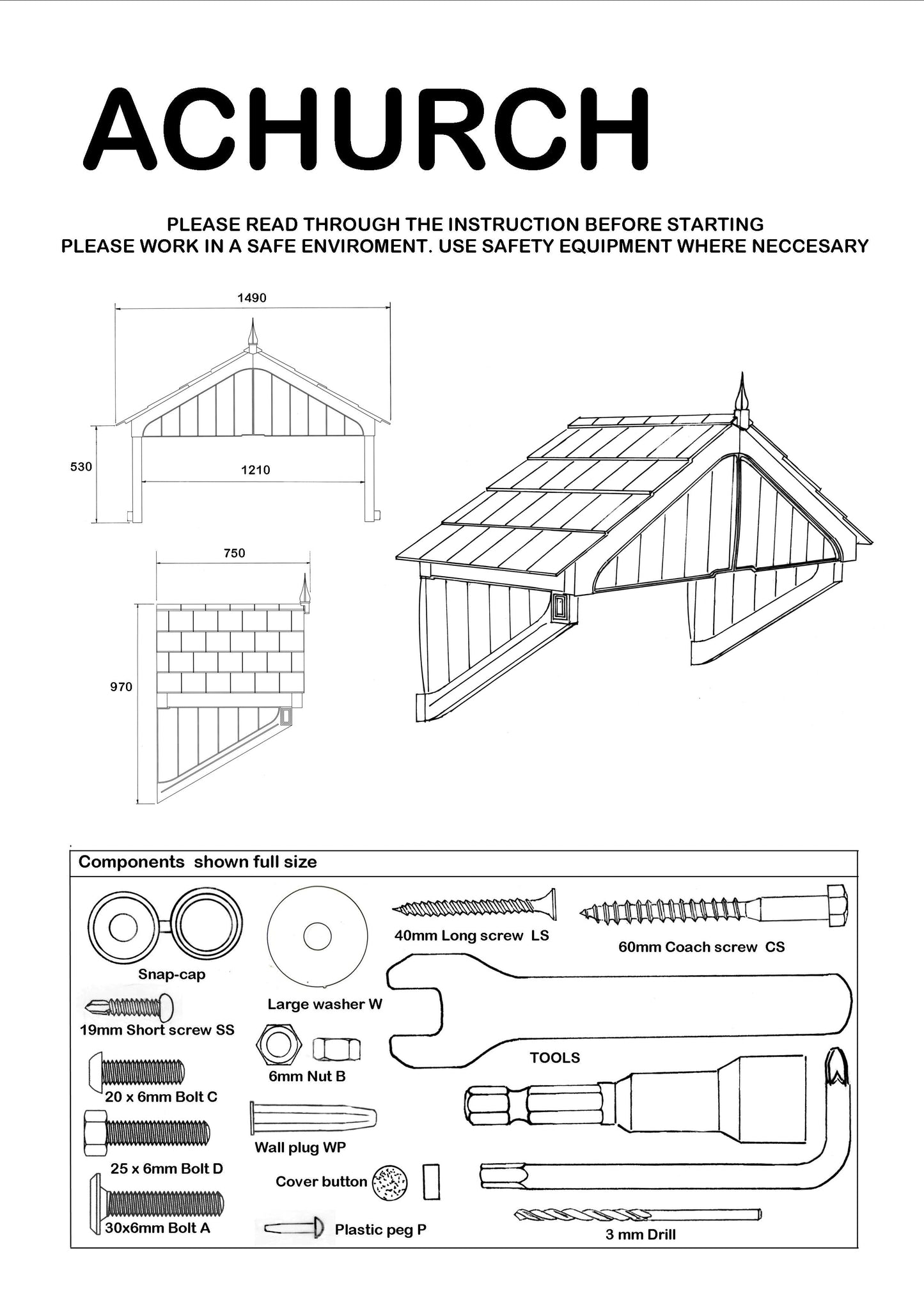 Achurch Door Canopy 149cm - Flat Pack Porch Canopy